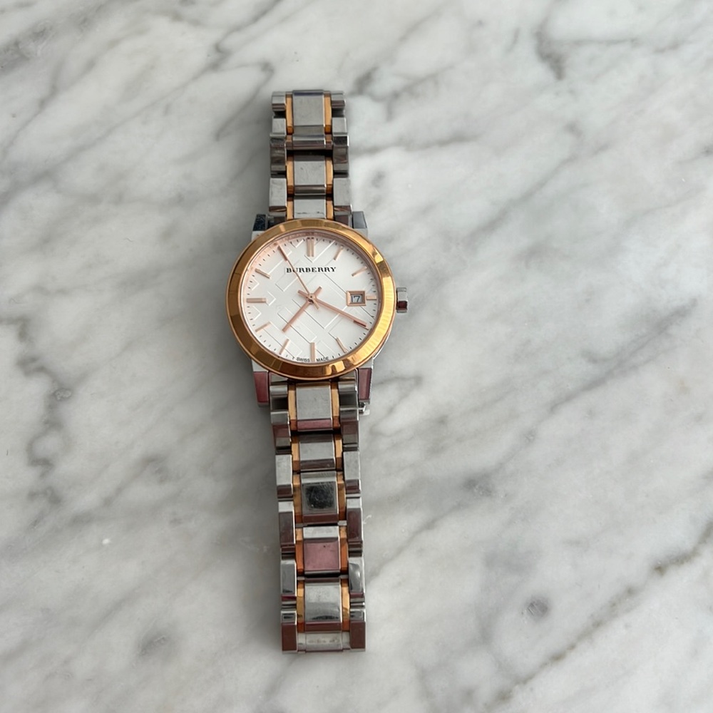 Pre loved Burberry two tone watch